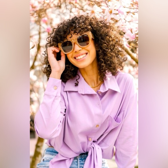 NWT Smash + Tess Diversion Dress pockets violet oversized xXS buttons stretch - Picture 3 of 4